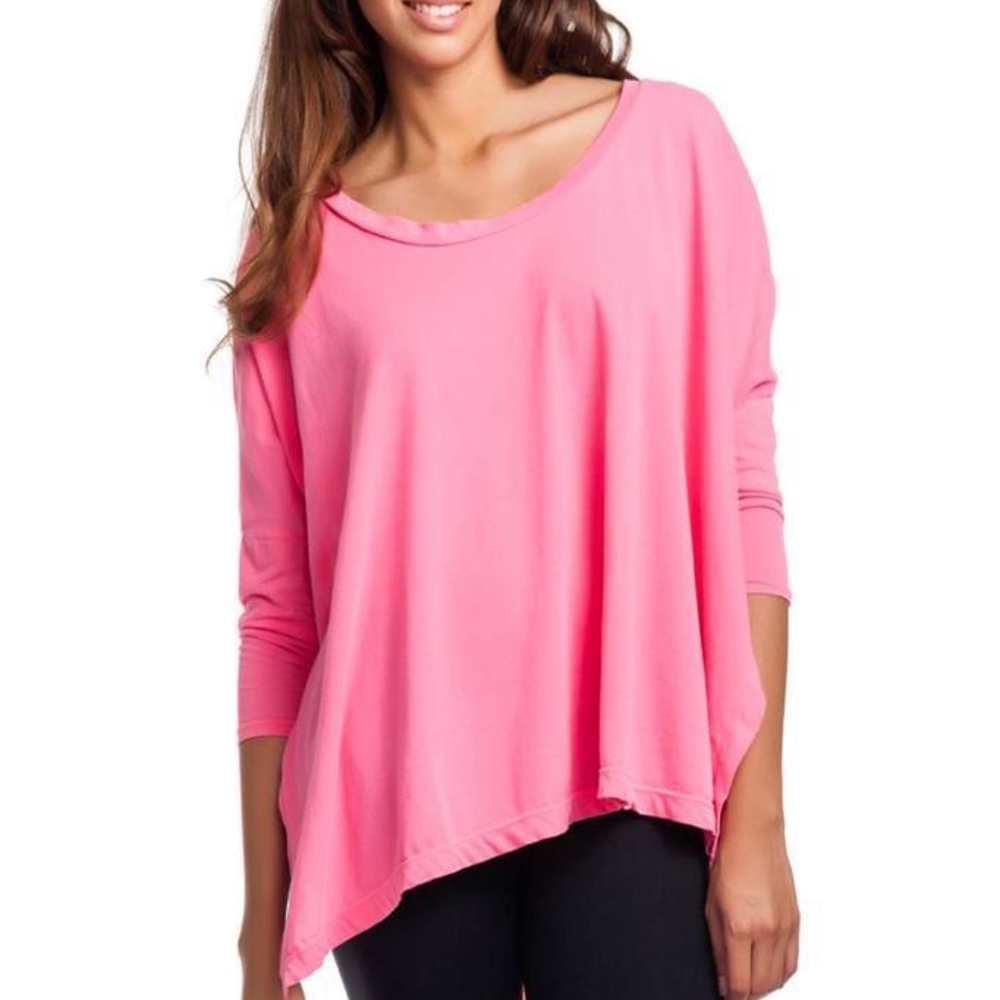LNA CARAVELLE Cape T-shirt Hot Pink Top Wide-bodie